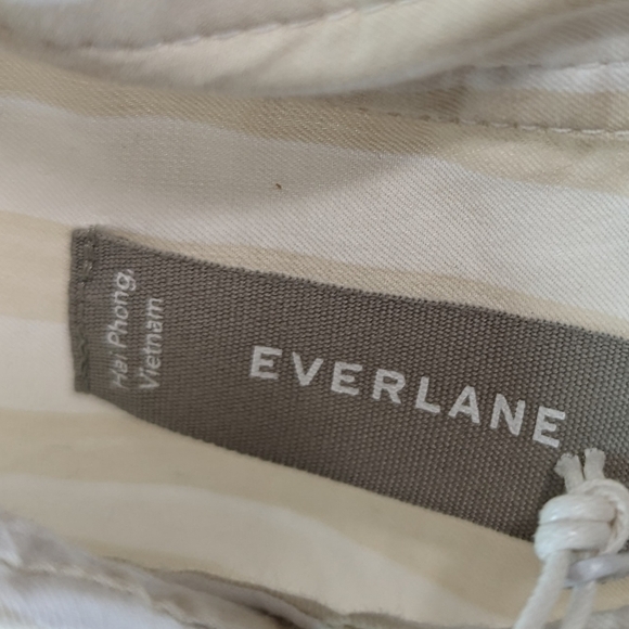 Everlane Shirt Womens Striped Button Up Silky Cotton Way Short Crop Sand - Picture 5 of 15